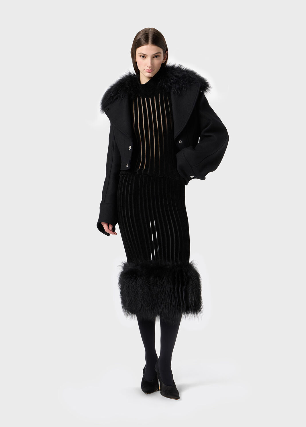 Knit midi skirt with fur  Blumarine - large image number 3