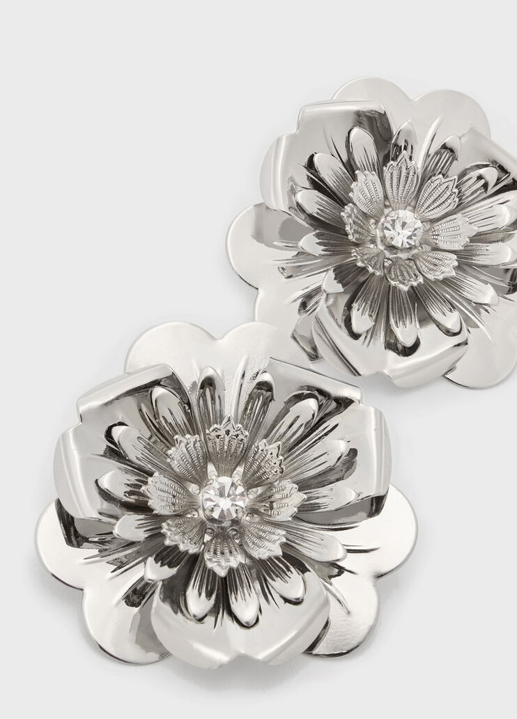 Metal flower and rhinestone earrings  Blumarine - large image number 4