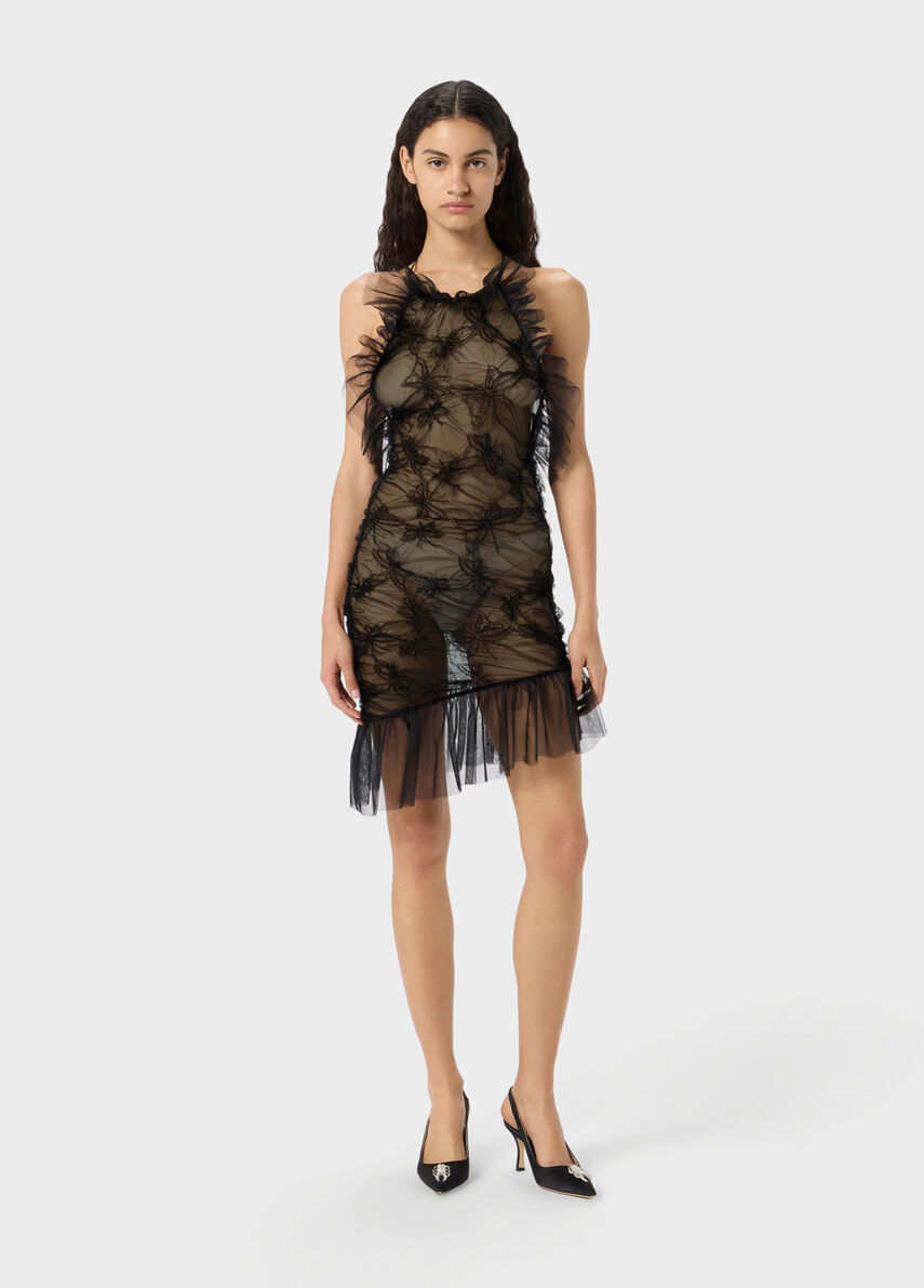 Short tulle dress with embroidery and ruffles - Blumarine
