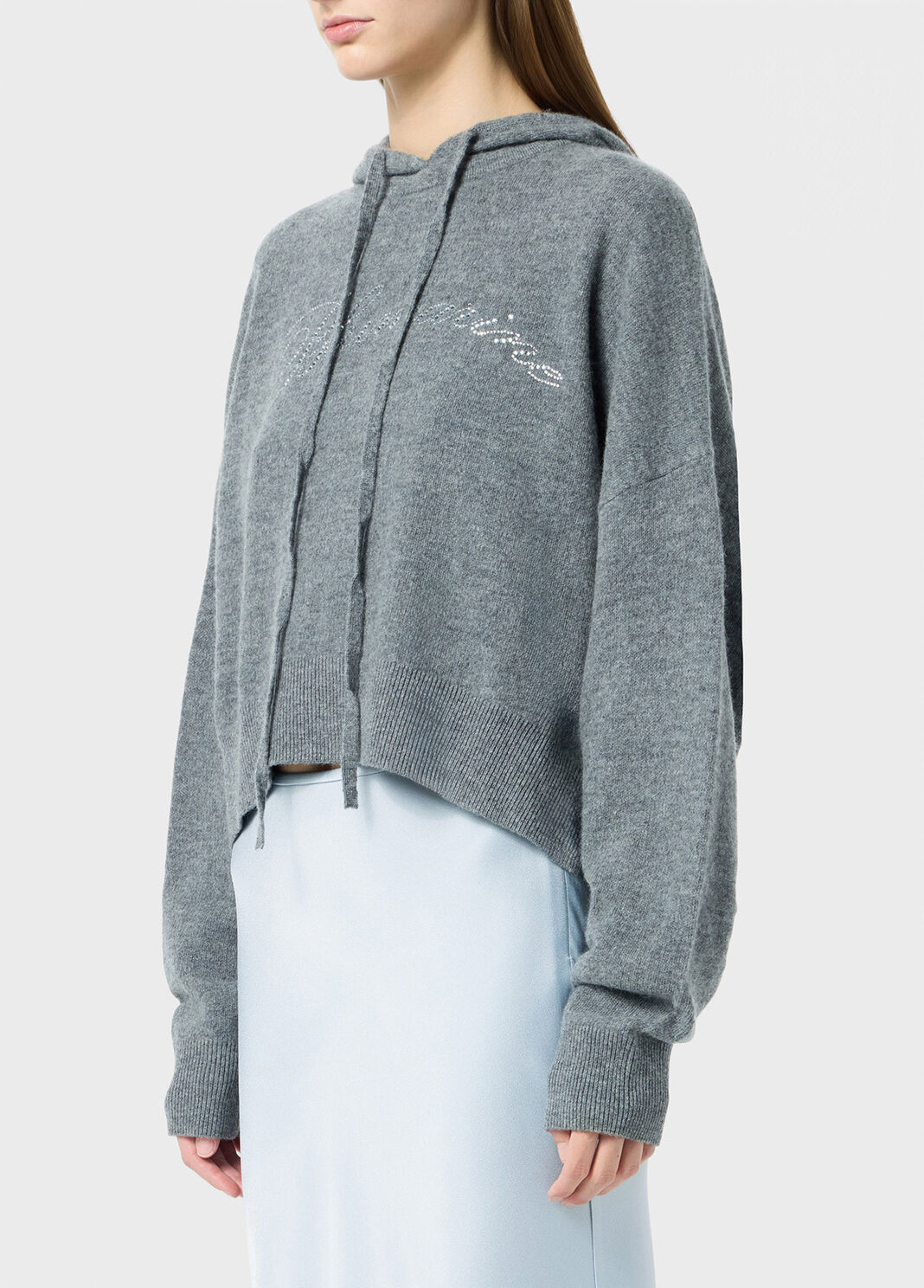 Wool hooded sweater with rhinestone logo  Blumarine - large image number 2