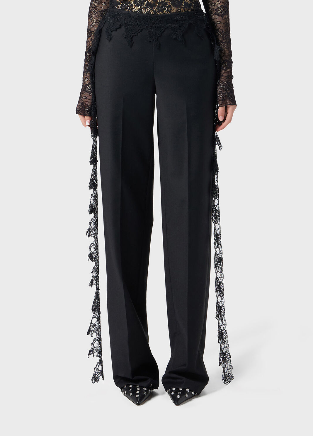 Twill pants with scalloped lace  Blumarine - large image number 0