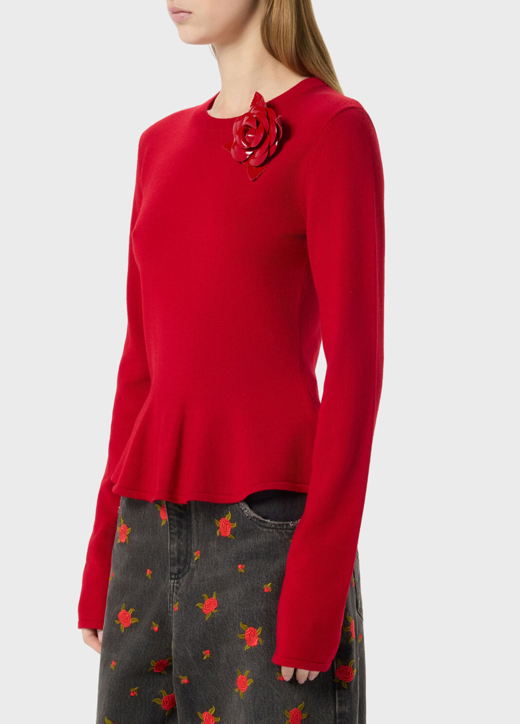 Jumper with patent leather brooch and undulated hem  Blumarine - large image number 2