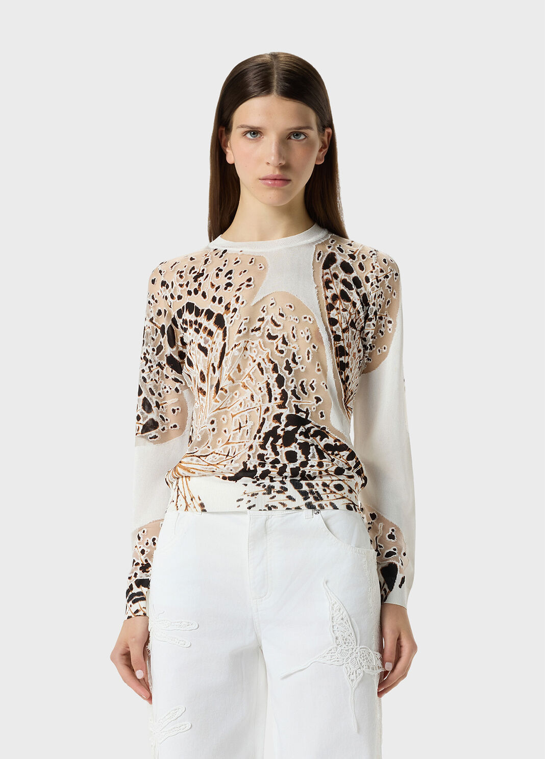 Butterfly Print D&eacute;vor&eacute; Sweater  Blumarine - large image number 0