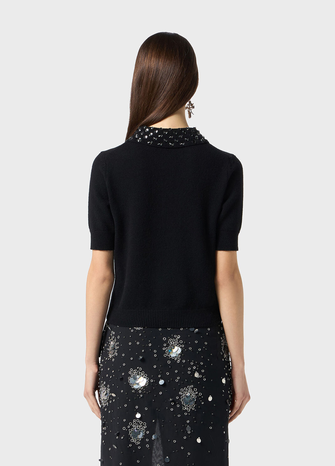 Wool polo shirt with gem embroidery  Blumarine - large image number 1