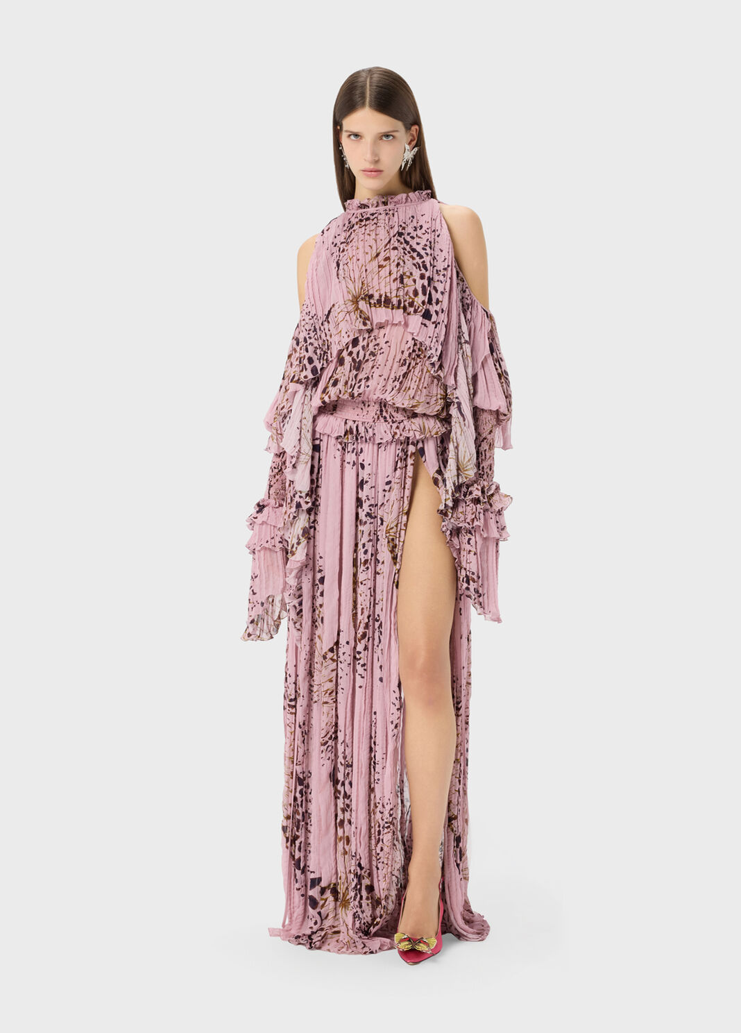 Long printed pliss&eacute; georgette dress  Blumarine - large image number 3