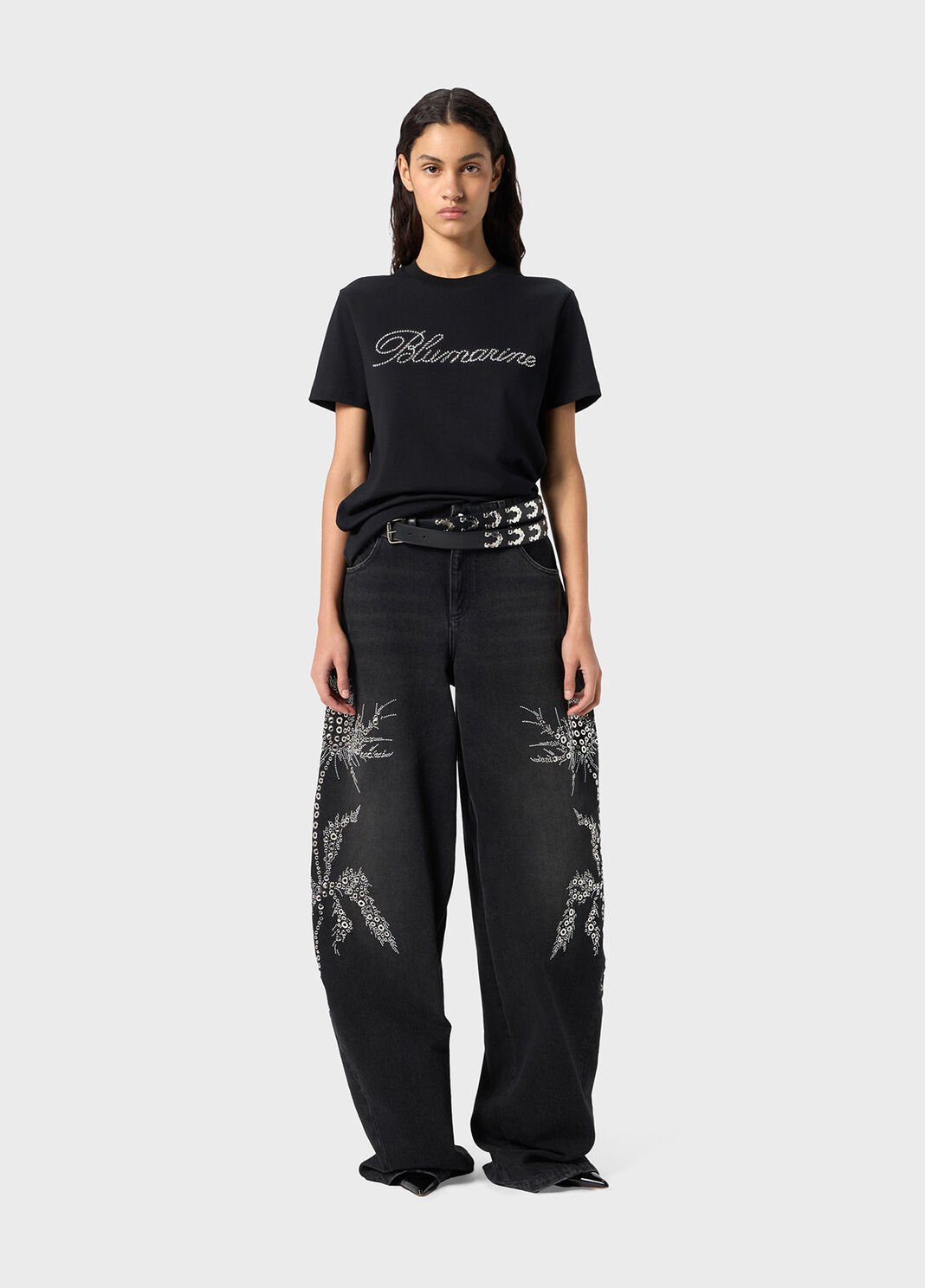 Baggy jeans with stone embroidery and studs  Blumarine - large image number 3