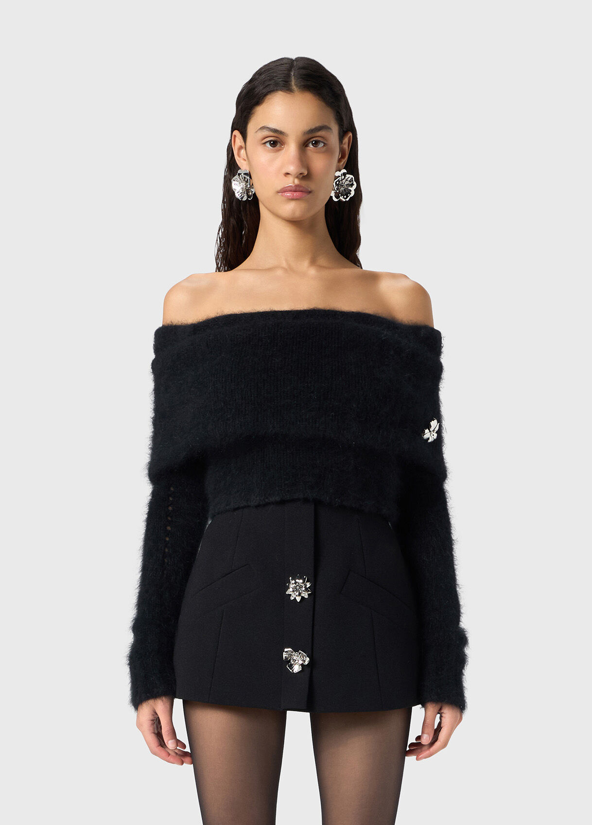 Blumarine アンナモリアーニ　ファーニット Angora sweater with metal flower - Blumarine