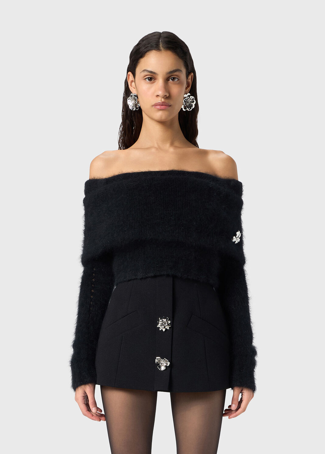 Pull en angora avec fleur en m&eacute;tal  Blumarine - large image number 0