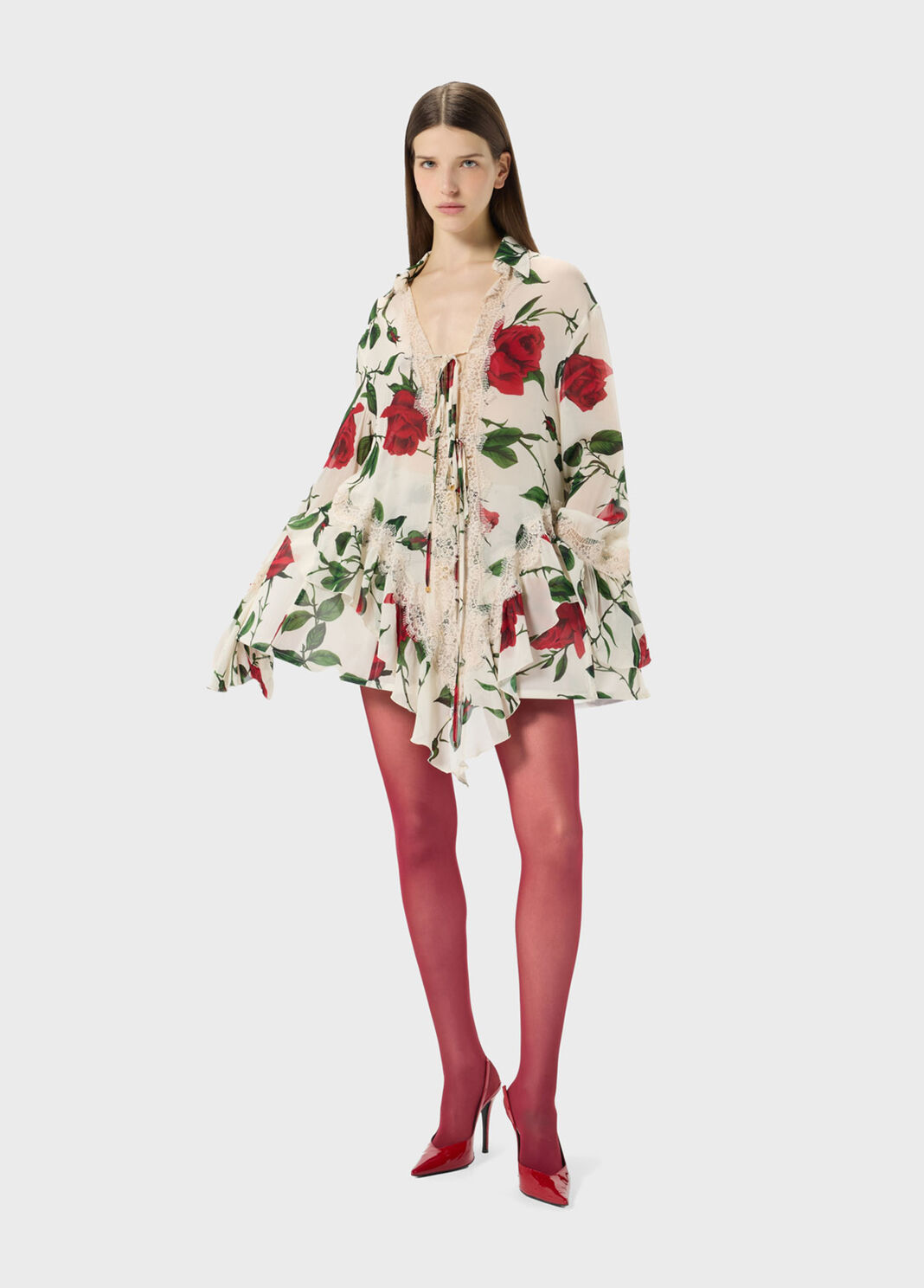 Georgette and lace asymmetrical shirt  Blumarine - large image number 3