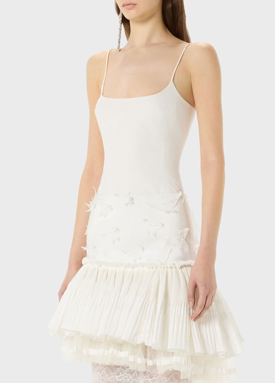 Long taffeta dress with tulle ruffles and lace inserts  Blumarine - large image number 2