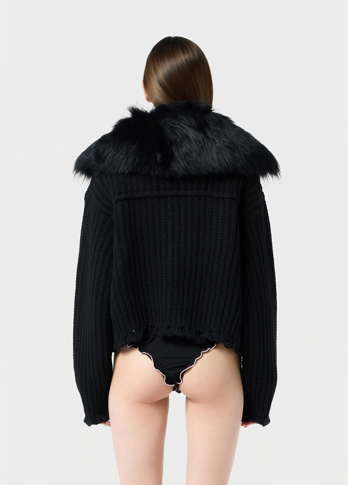 Blumarine フォックスファー付きカーディガン Wool cardigan with faux fur collar - Blumarine