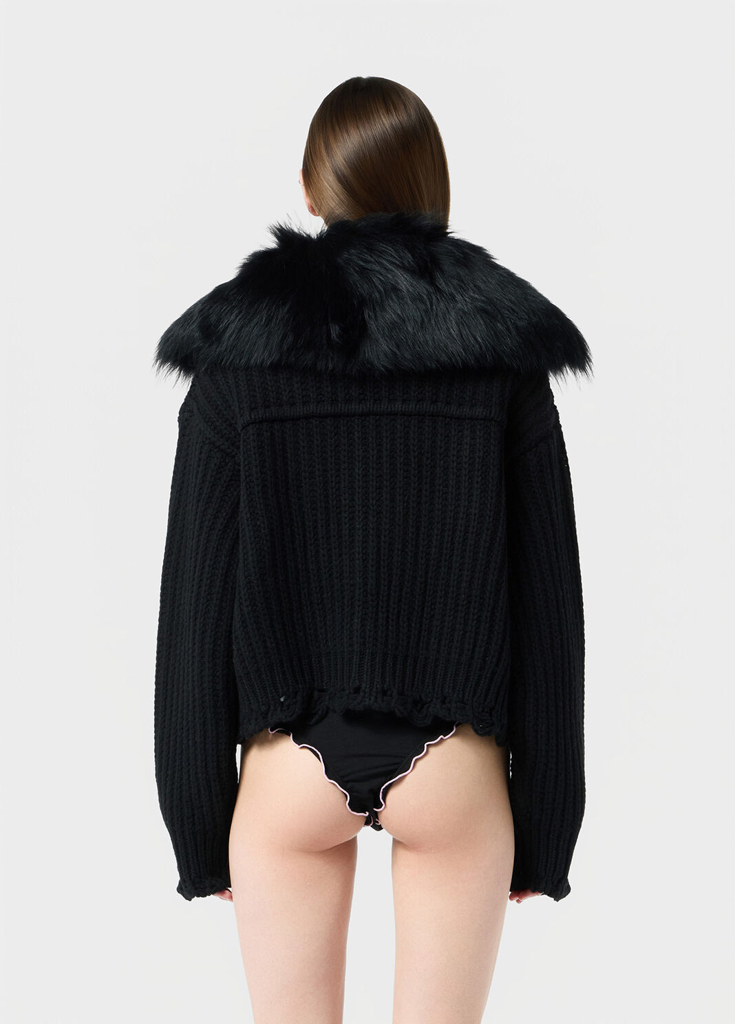 Wool cardigan with faux fur collar  Blumarine - large image number 1