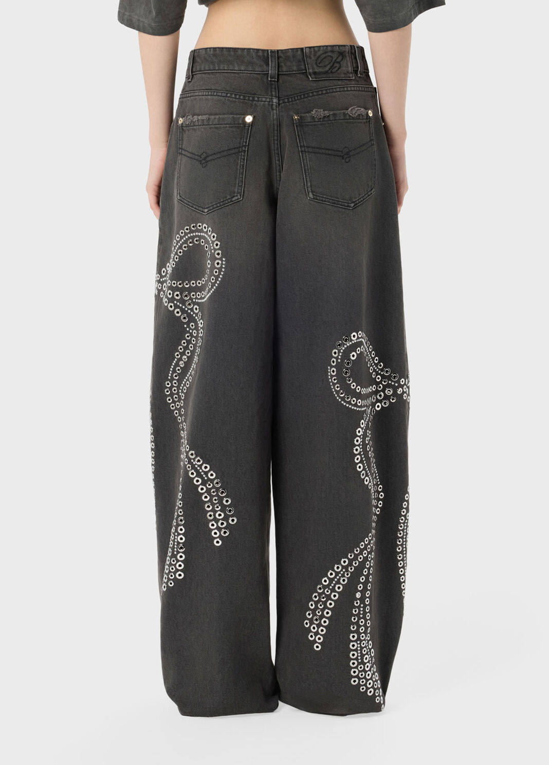 Baggy jeans with stud and eyelet embellishment  Blumarine - large image number 1