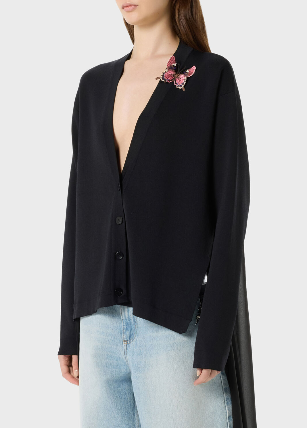 Knit Cardigan with Embroidery and Swallow Tails  Blumarine - large image number 2