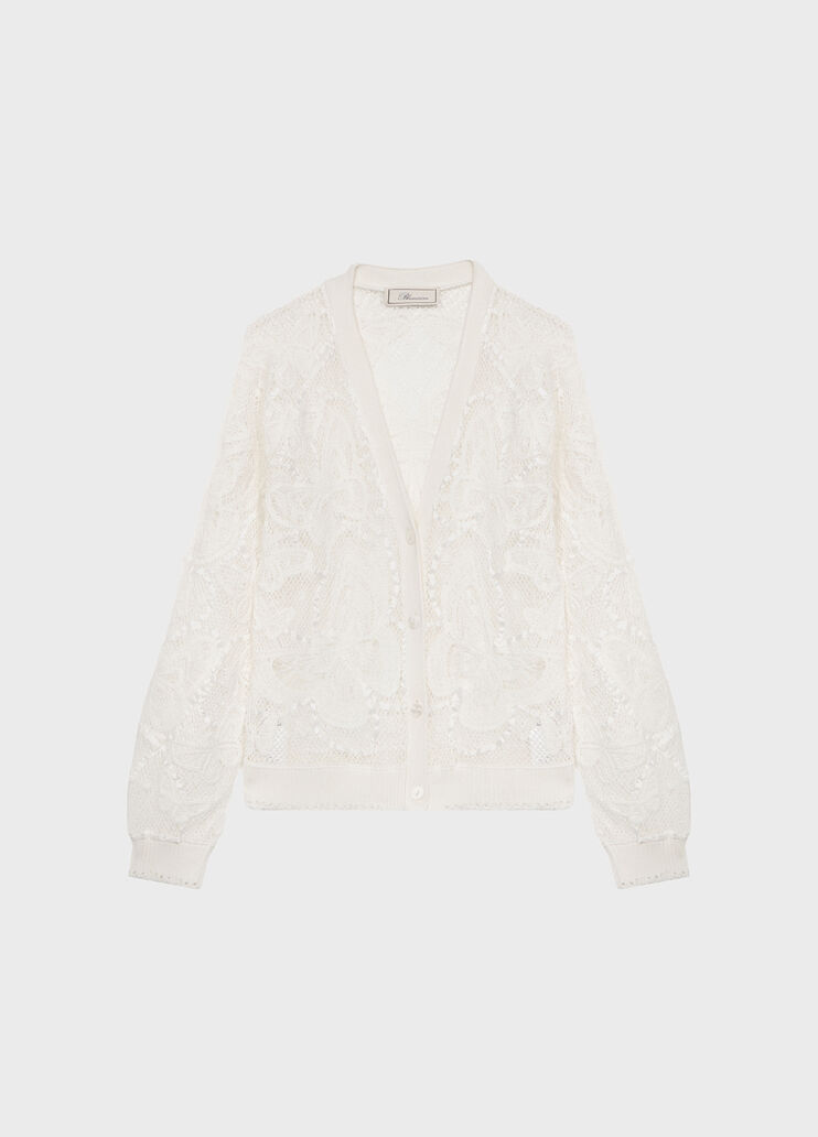 Spitzenstrick-Cardigan mit Schmetterlingen und Satinbesatz  Blumarine - medium