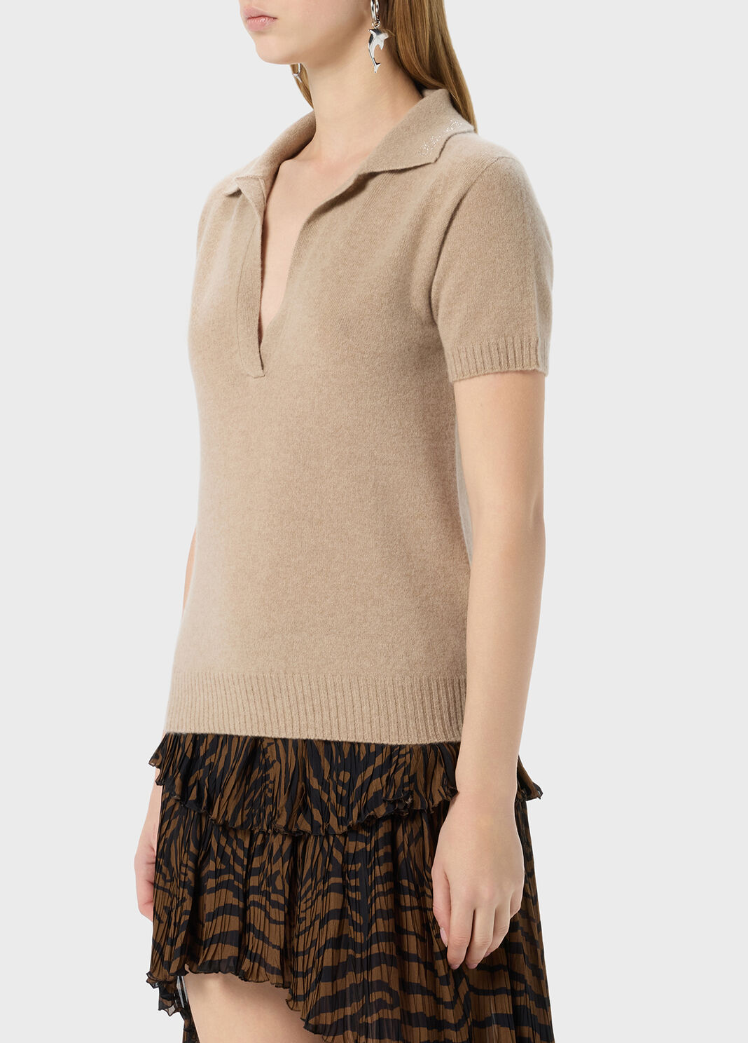 Cashmere polo-style jumper with rhinestone embroidery  Blumarine - large image number 2