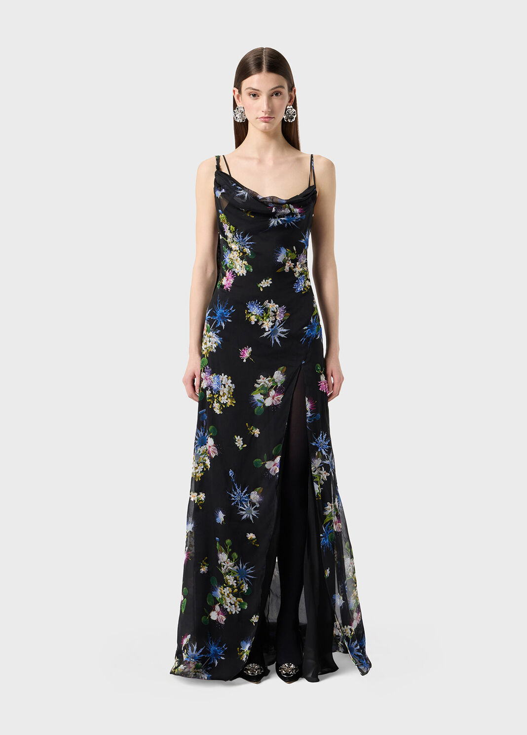 Silk chiffon dress with embroidered print  Blumarine - large image number 0