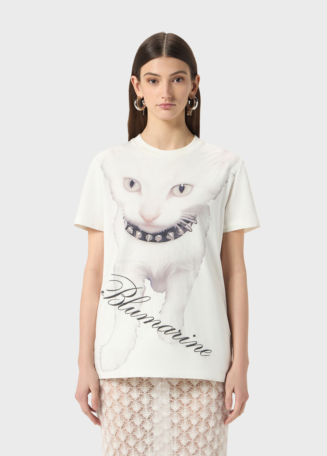 Jersey t-shirt with kitten print and logo  Blumarine - large image number 0