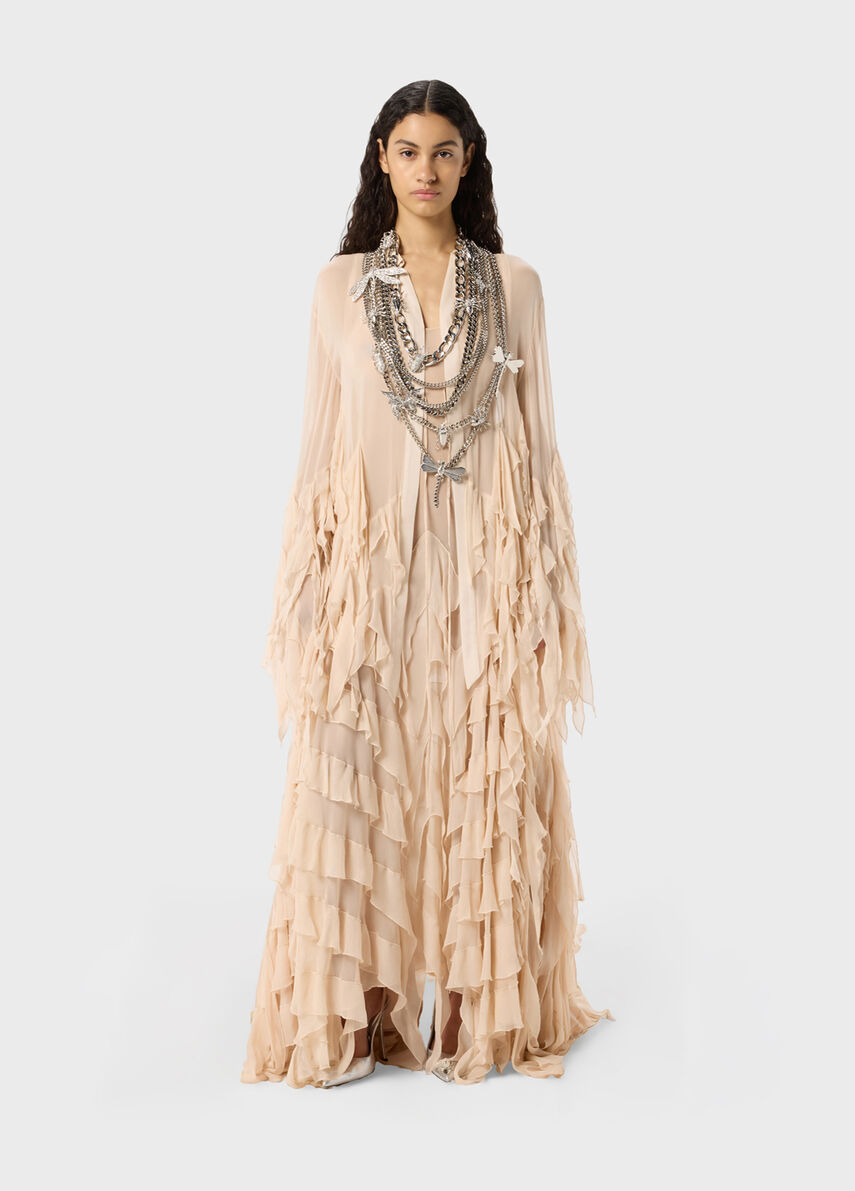 Long georgette dress with scalloped ruffles - Blumarine