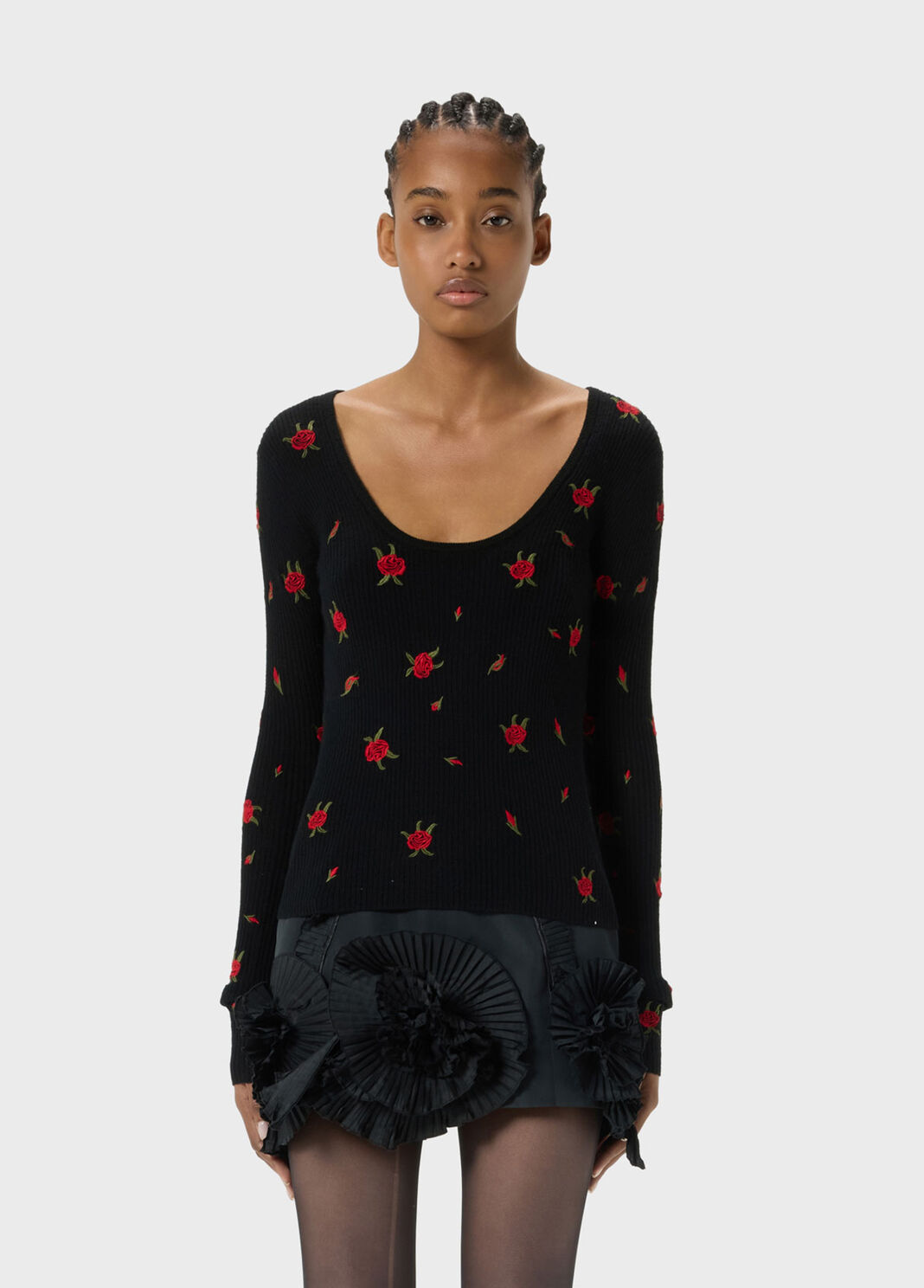 Wool jumper with rose embroidery  Blumarine - large image number 0