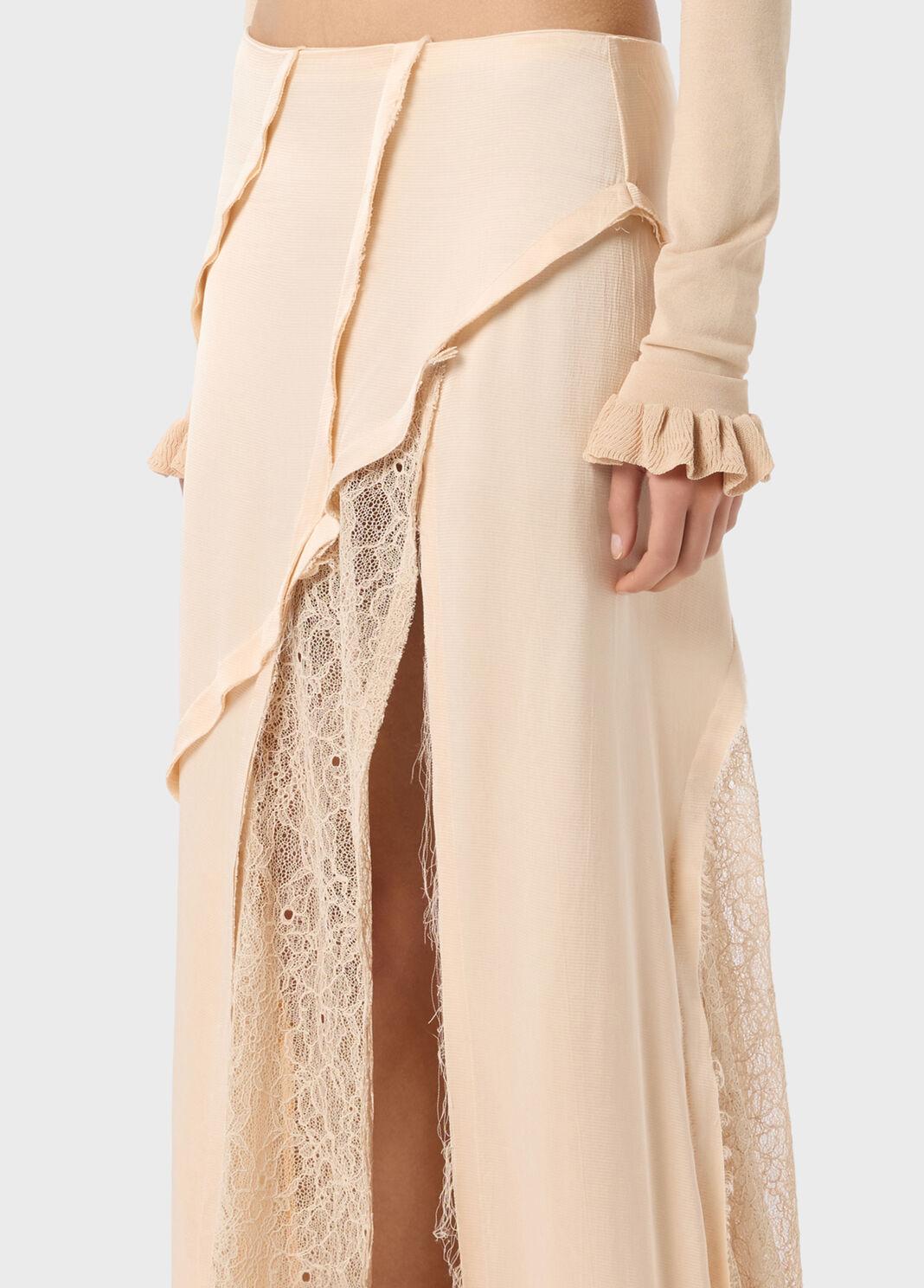 Falda larga de sat&eacute;n y encaje Chantilly  Blumarine - large image number 2