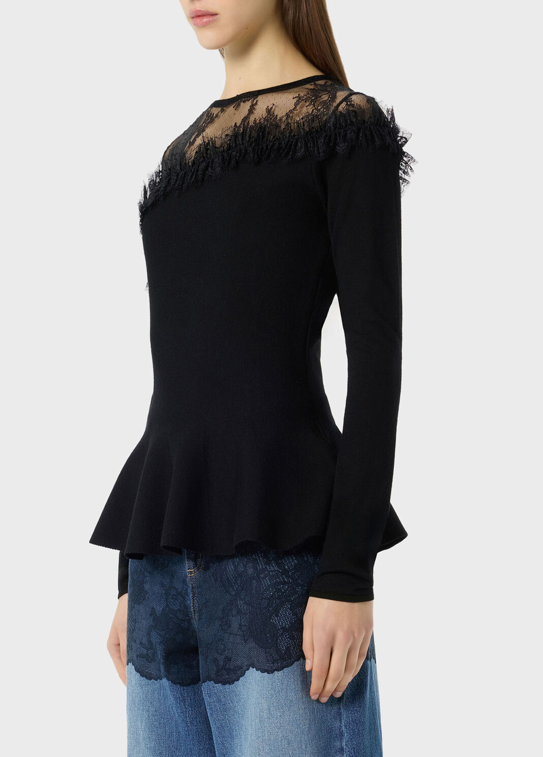 Wollpullover mit T&uuml;ll-Passe  Blumarine - large image number 2