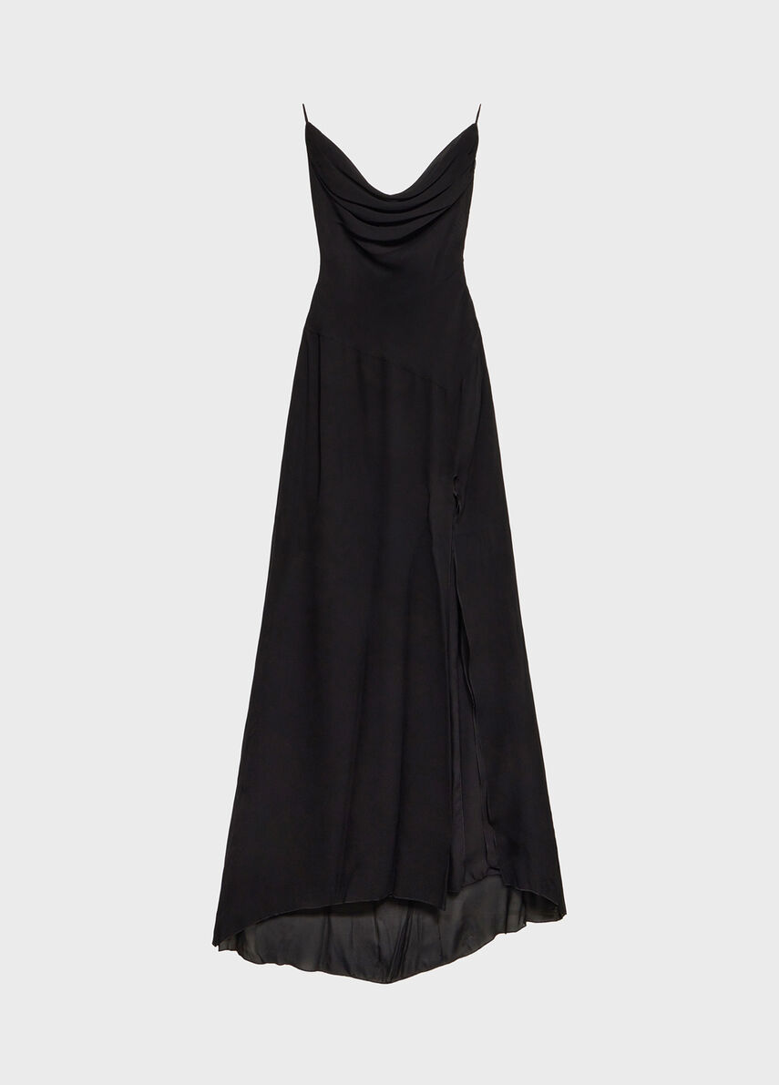 Long georgette dress with hooded neckline - Blumarine