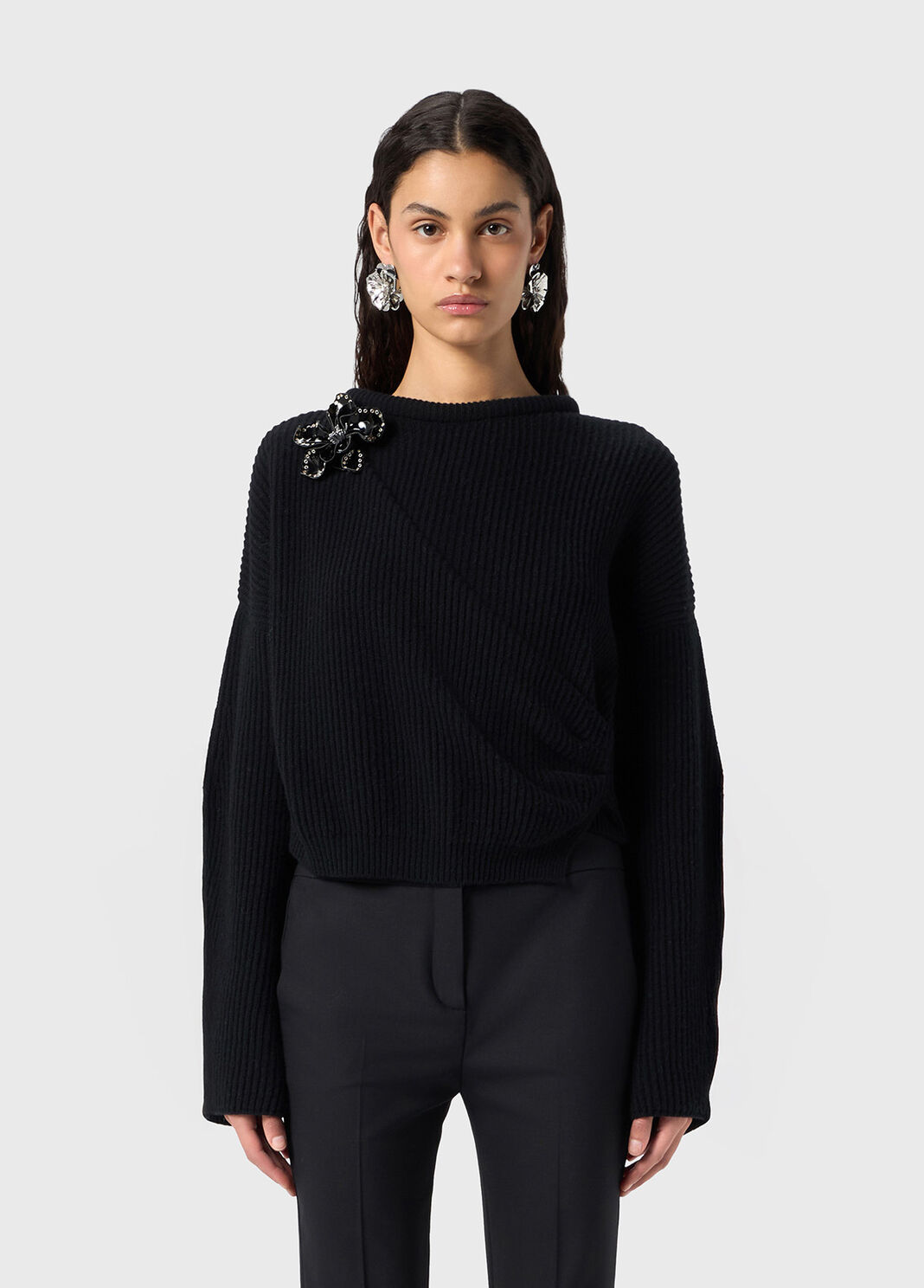 Wool sweater with painted flower  Blumarine - large image number 0