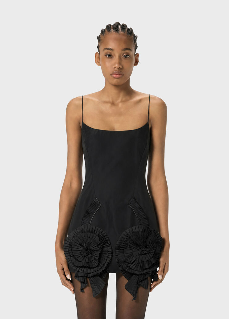 Short taffeta dress with pleated roses  Blumarine - medium