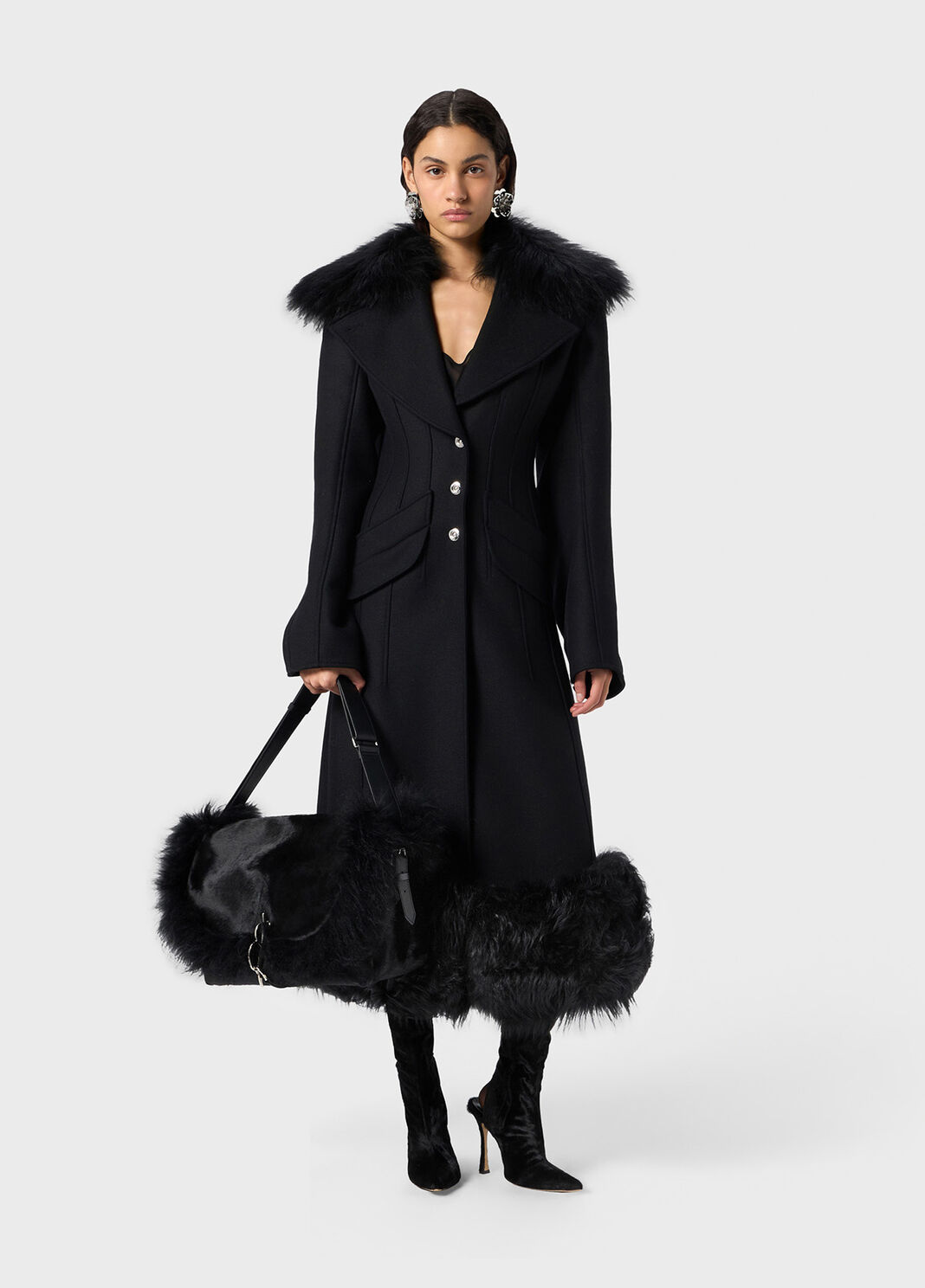 Wool coat with fur  Blumarine - large image number 3