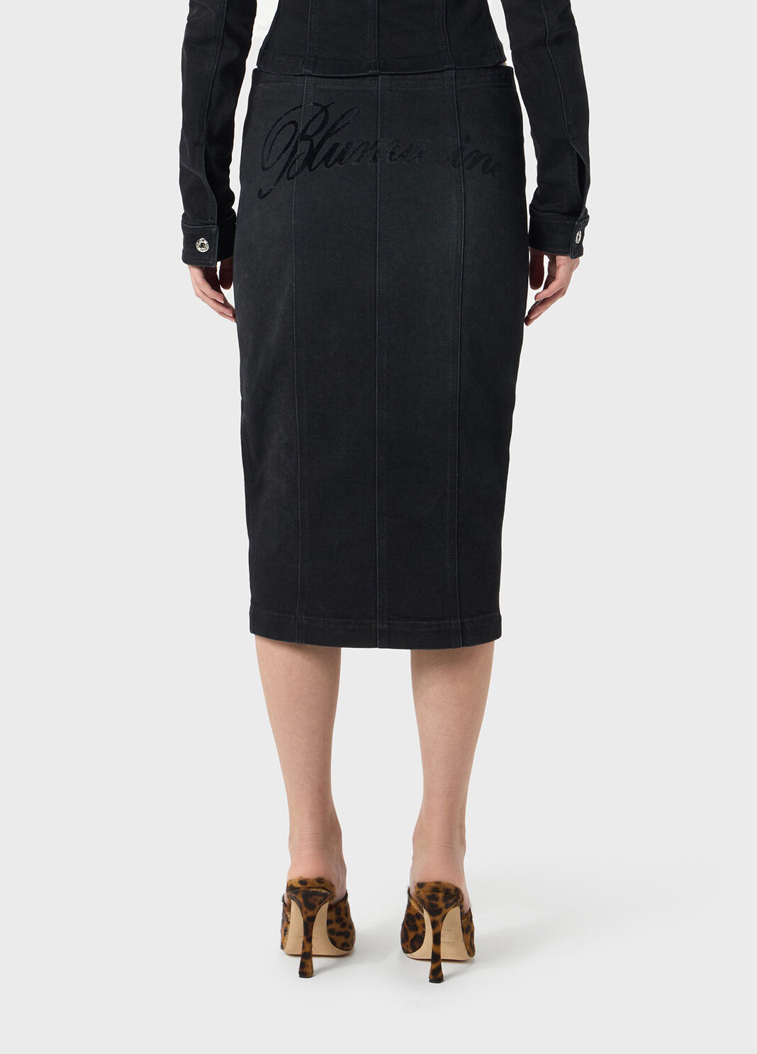 Gonna in denim con stampa logo  Blumarine - large image number 1