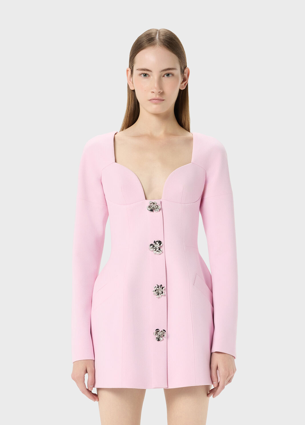 Robe courte en cr&ecirc;pe avec boutons bijoux  Blumarine - large image number 0