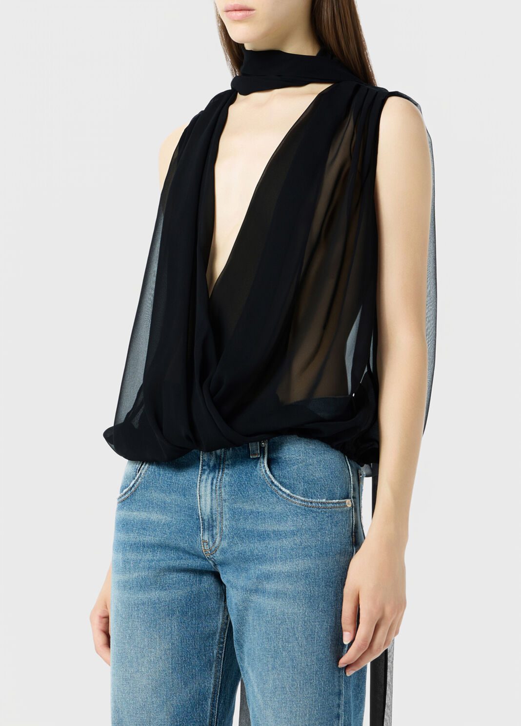 Georgette wrap top with pussy-bow  Blumarine - large image number 2