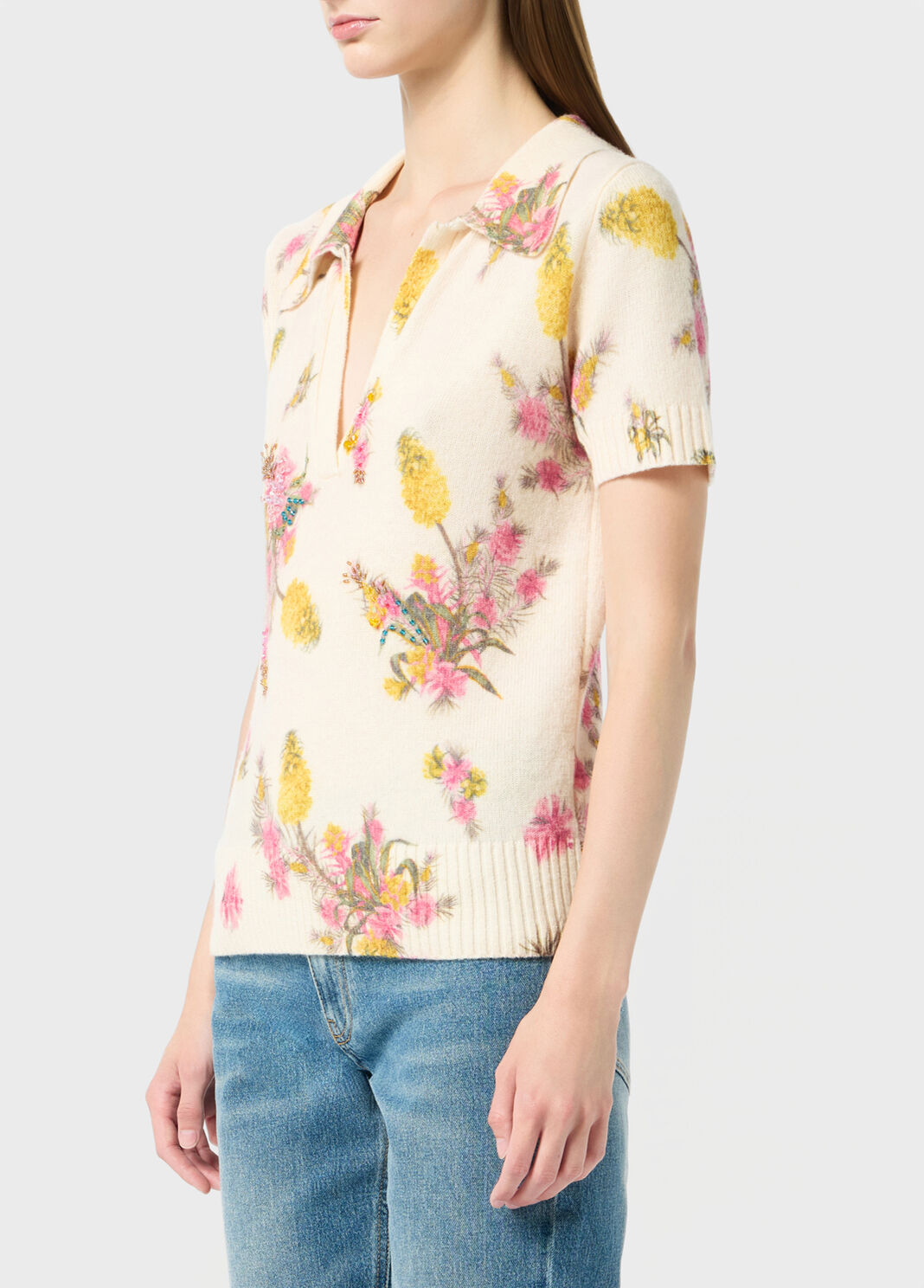Printed wool polo-shirt with embroidery  Blumarine - large image number 2