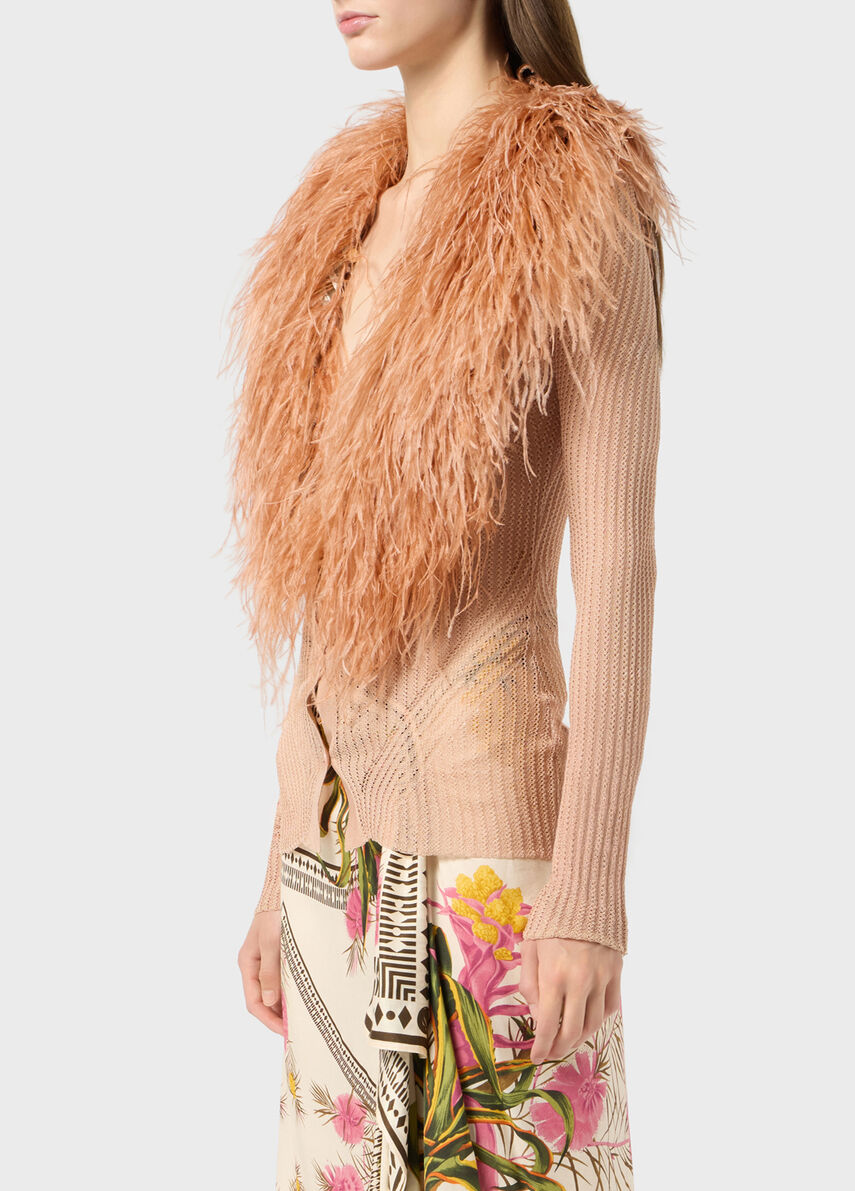 Knit cardigan with feathered neck - Blumarine