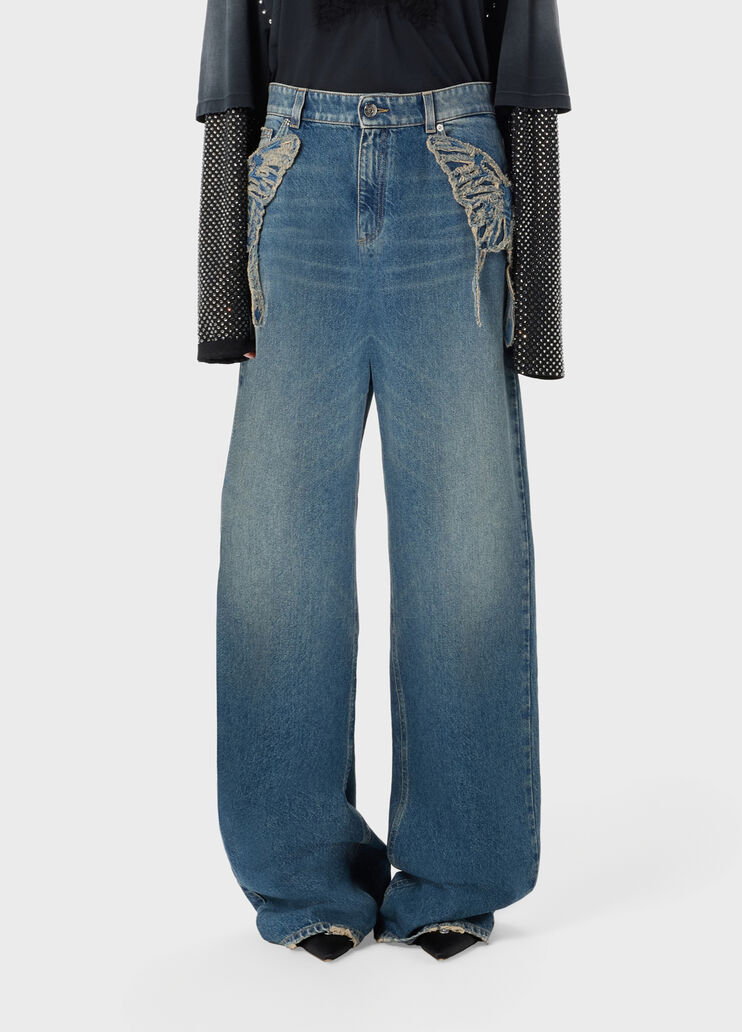 Wide leg jeans with butterfly embroidery  Blumarine - medium
