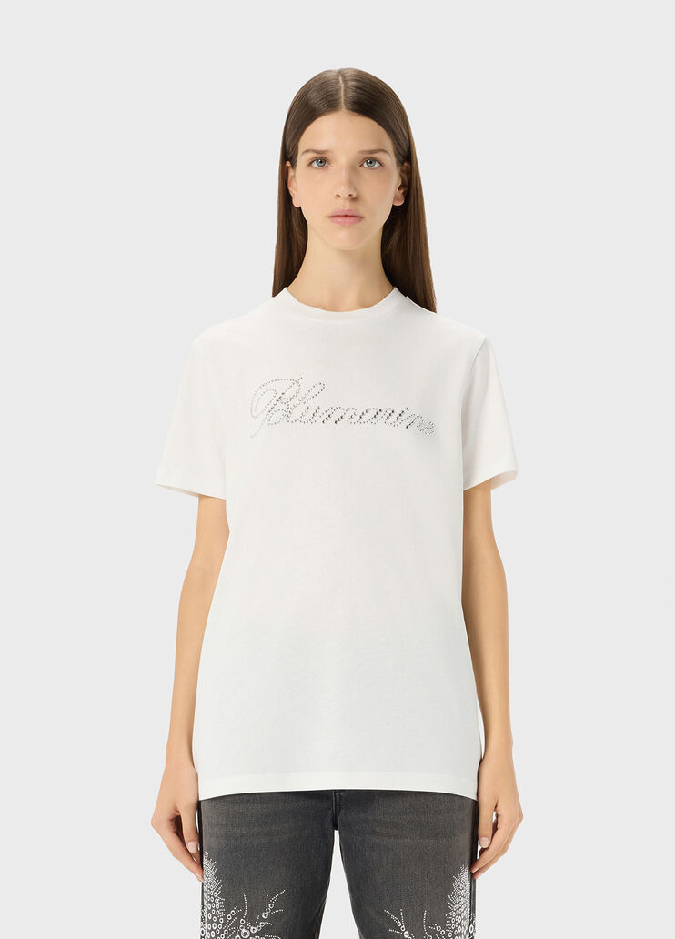 T-shirt with glass rhinestone logo  Blumarine - medium