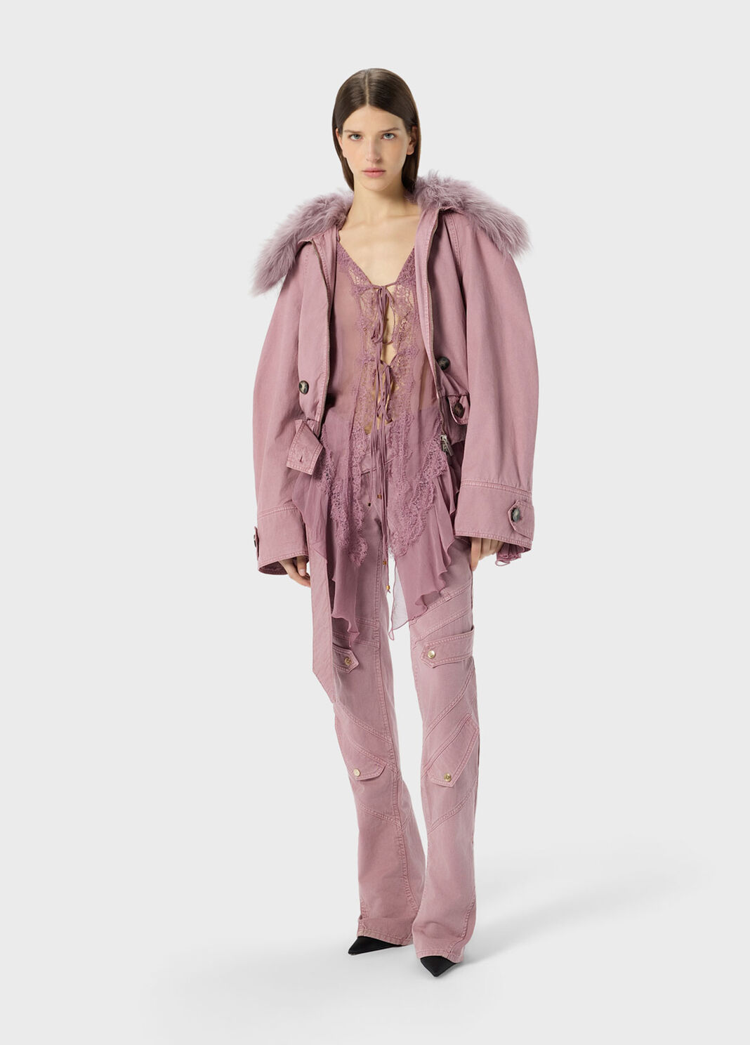 Crepe de chine and lace asymmetrical shirt  Blumarine - large image number 3