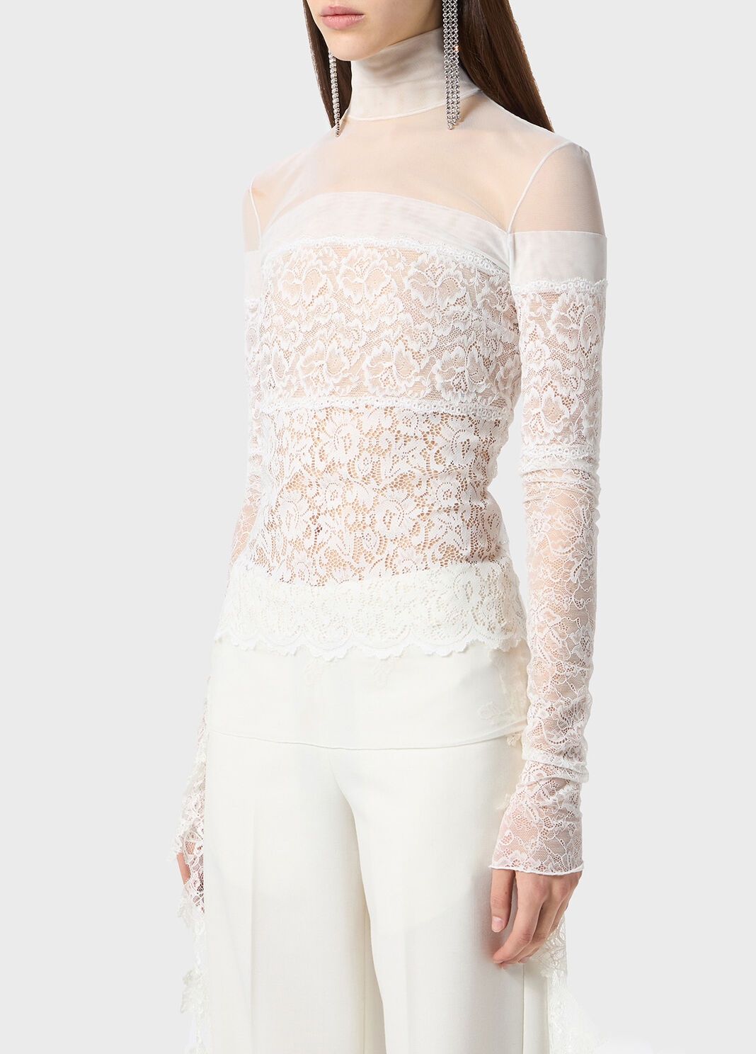 Blusa in tulle e pizzo smerlato  Blumarine - large image number 2