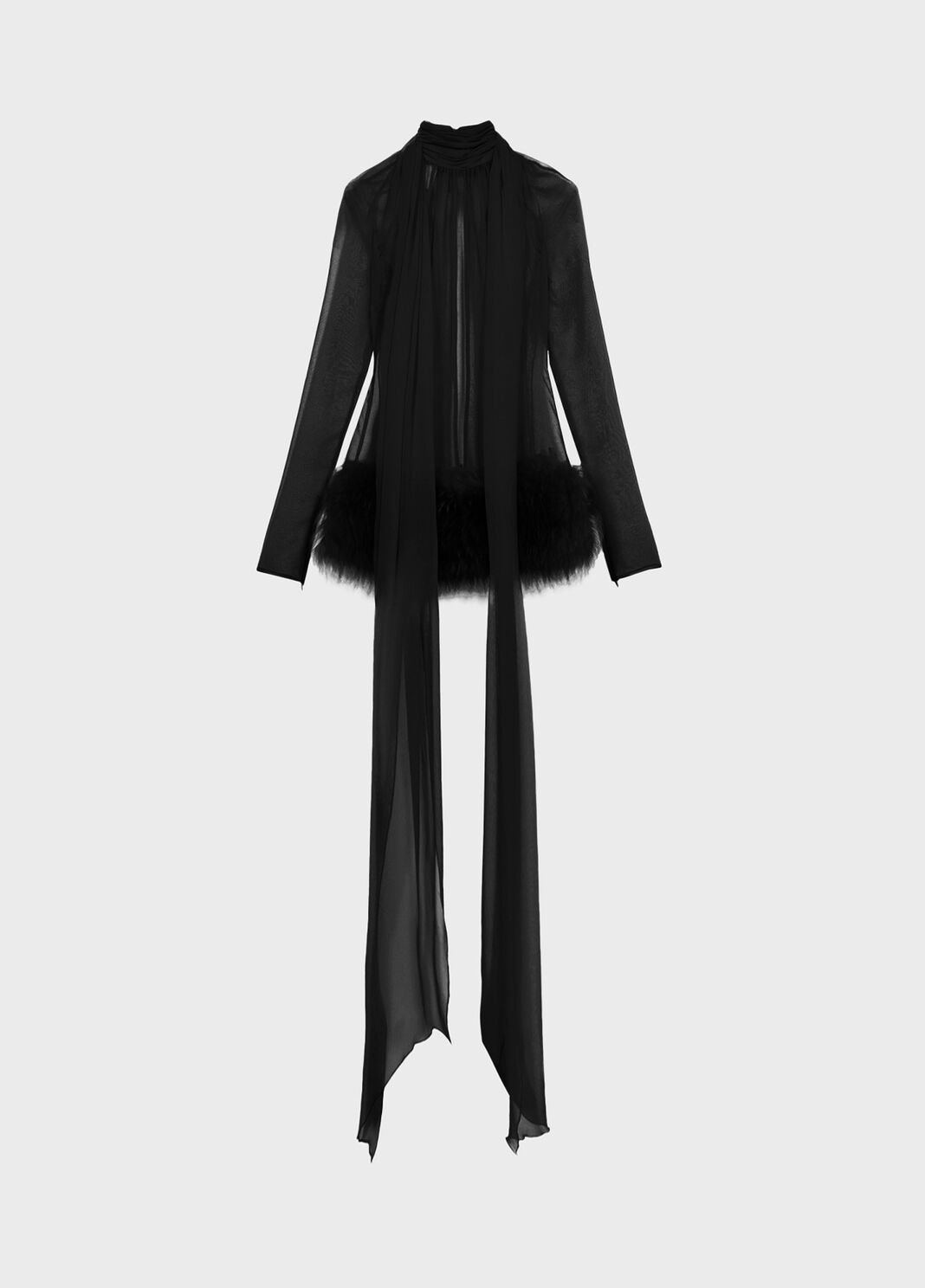 Silk georgette dress with fur  Blumarine - large image number 4