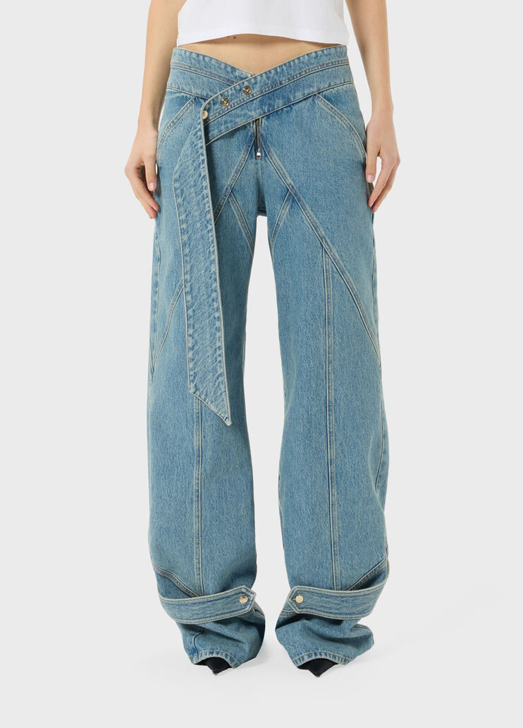 Jean baggy avec ceinture &agrave; nouer et pi&egrave;ces rapport&eacute;es  Blumarine - medium