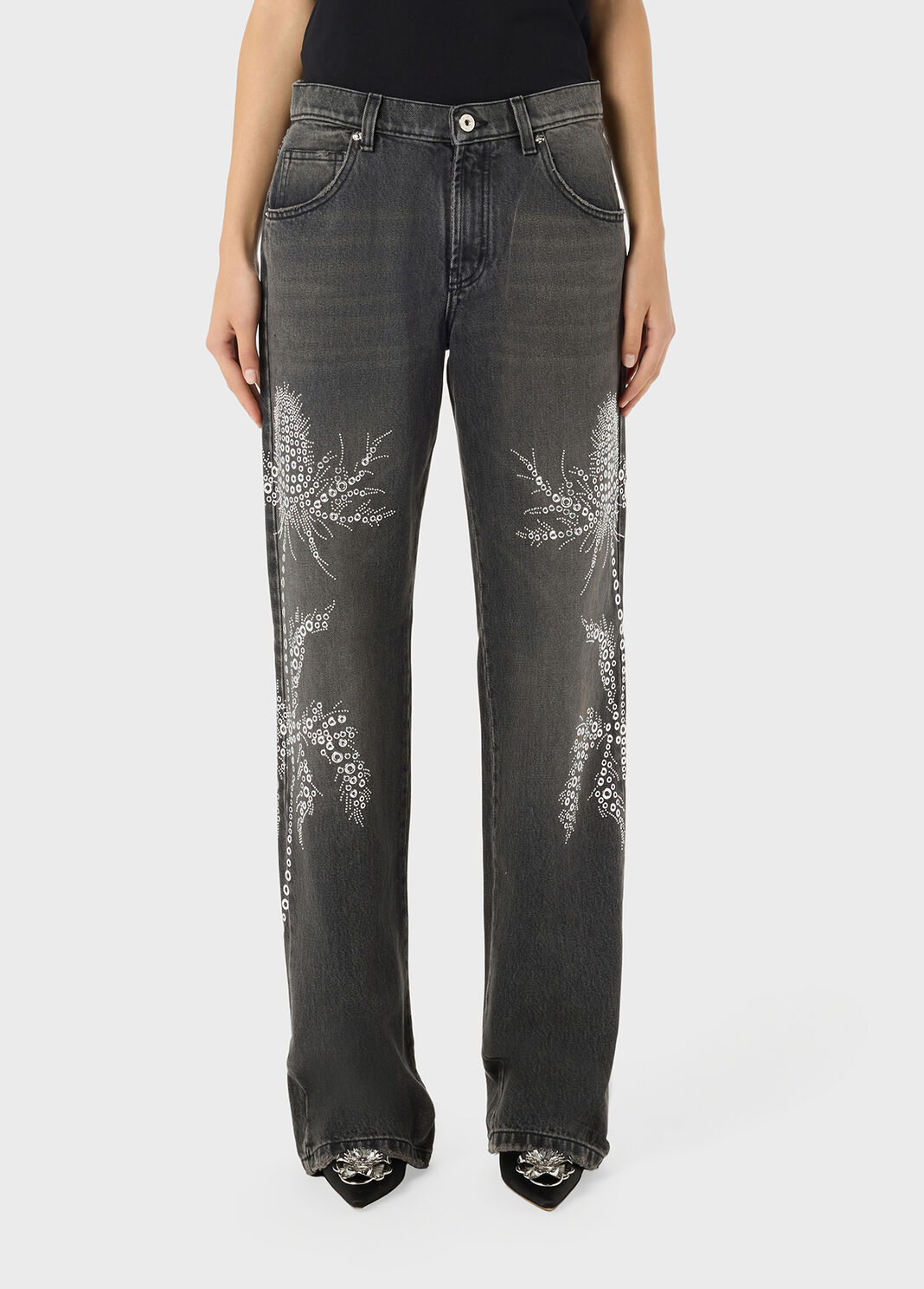 Jeans with eyelets and stud embroidery  Blumarine - large image number 0