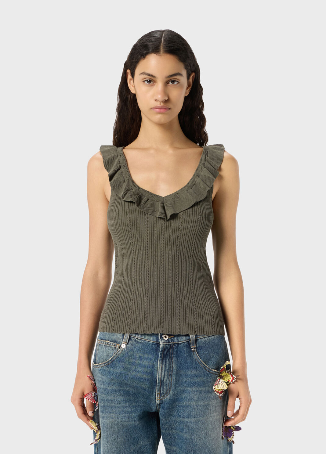 Ribbed Top with Ruffles  Blumarine - large image number 0