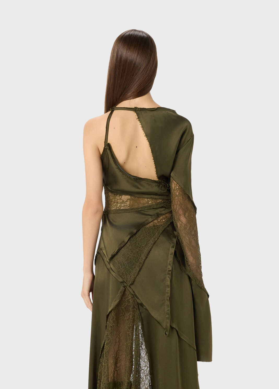 Top asym&eacute;trique en satin et dentelle Chantilly  Blumarine - large image number 1