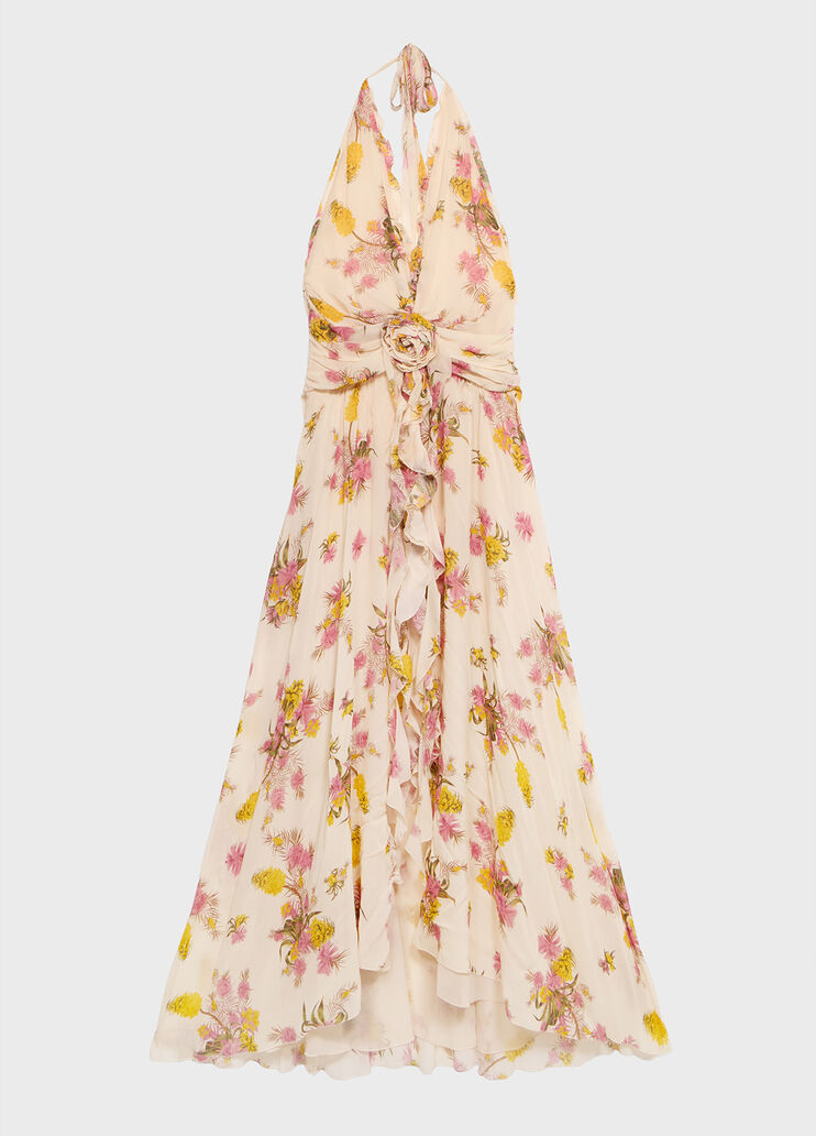 Robe longue en georgette &agrave; imprim&eacute; rose  Blumarine - medium