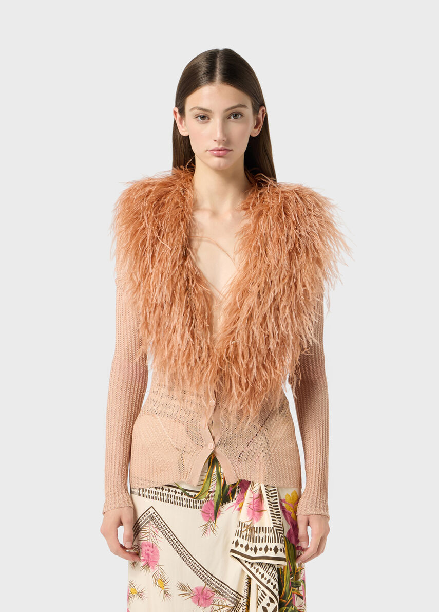 Knit cardigan with feathered neck - Blumarine