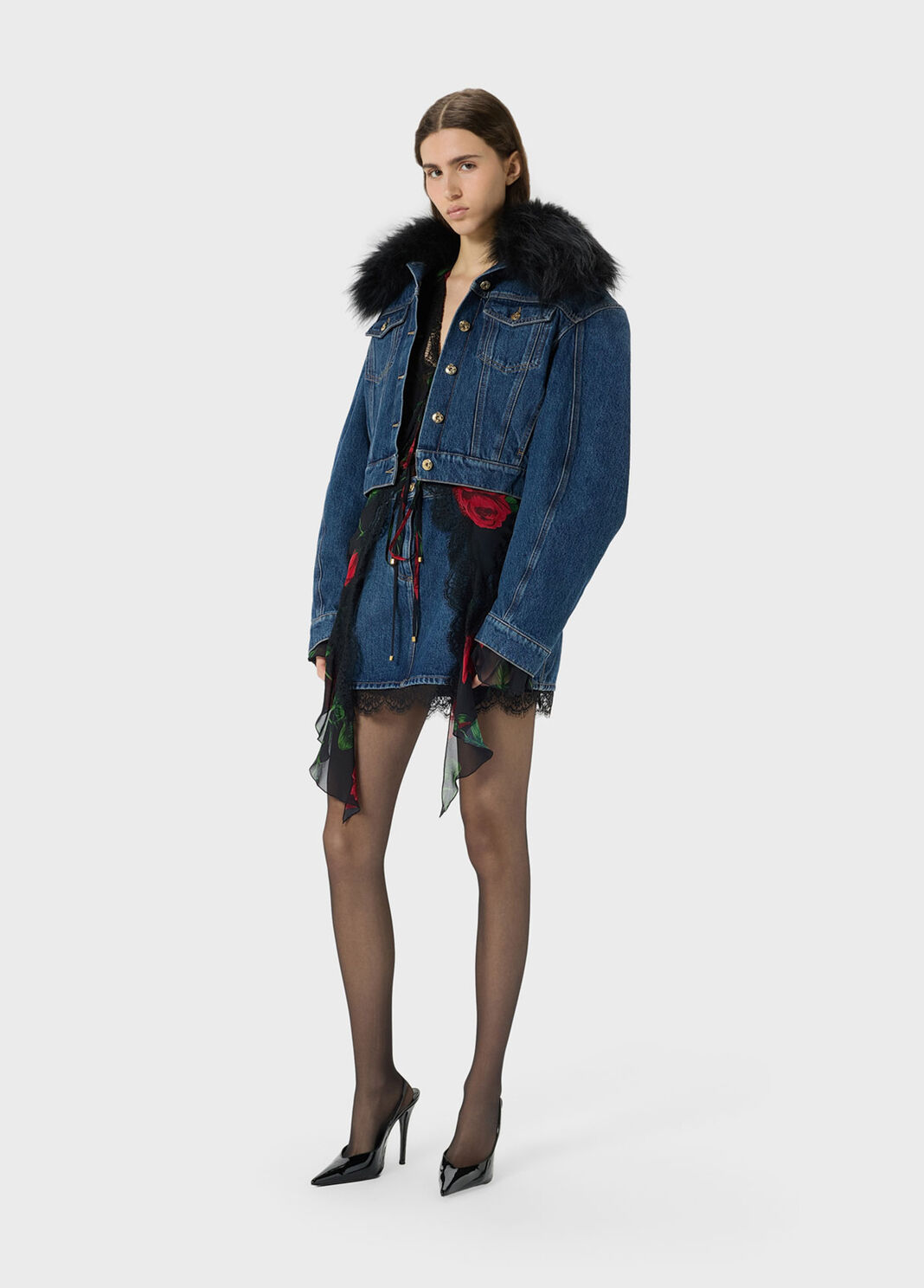 Denim jacket with fur collar  Blumarine - large image number 3