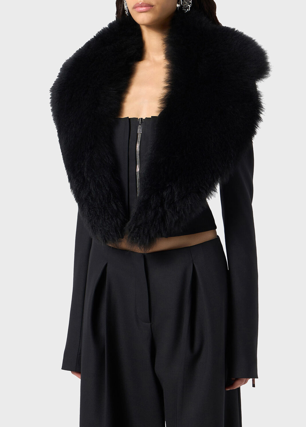 Twill jacket with fur collar  Blumarine - large image number 2