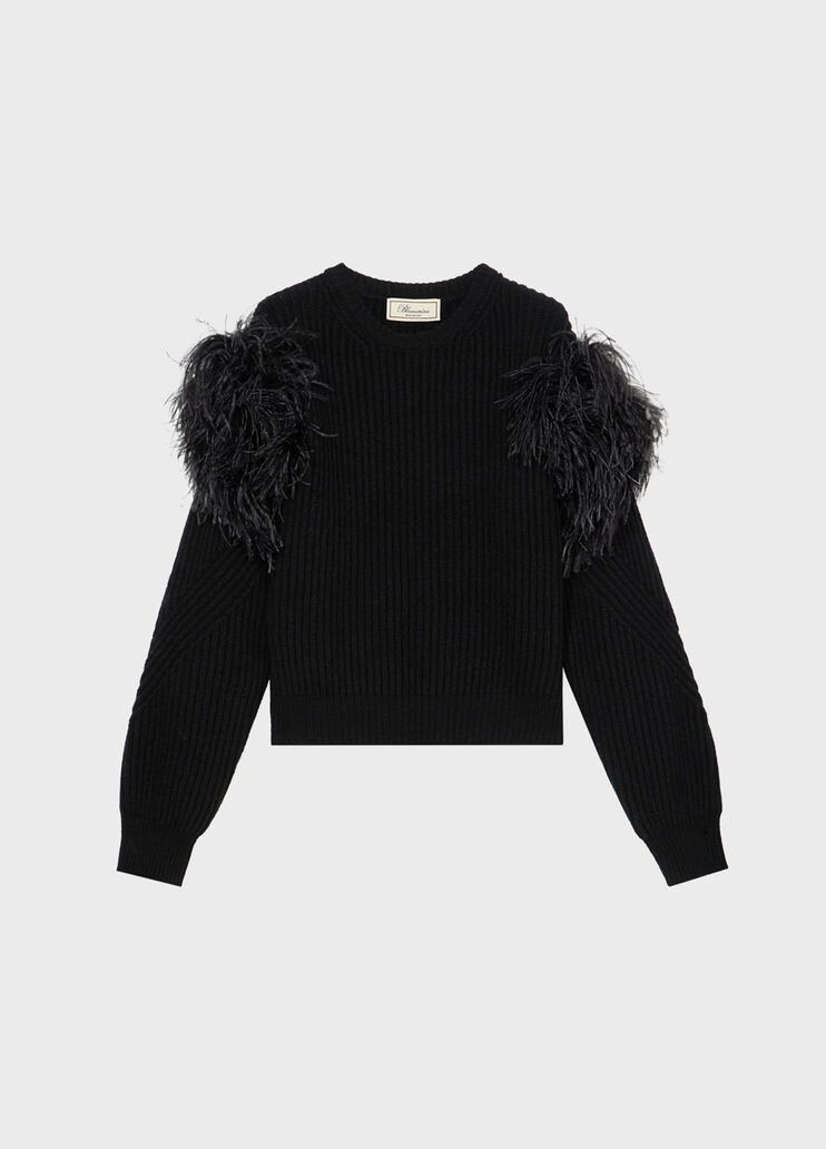 Ribbed wool sweater with feathers  Blumarine - medium Ribbed wool sweater with feathers  Blumarine - medium