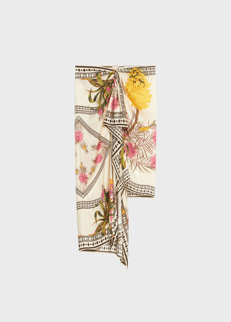 Jupe-par&eacute;o asym&eacute;trique en twill avec imprim&eacute; foulard  Blumarine - medium